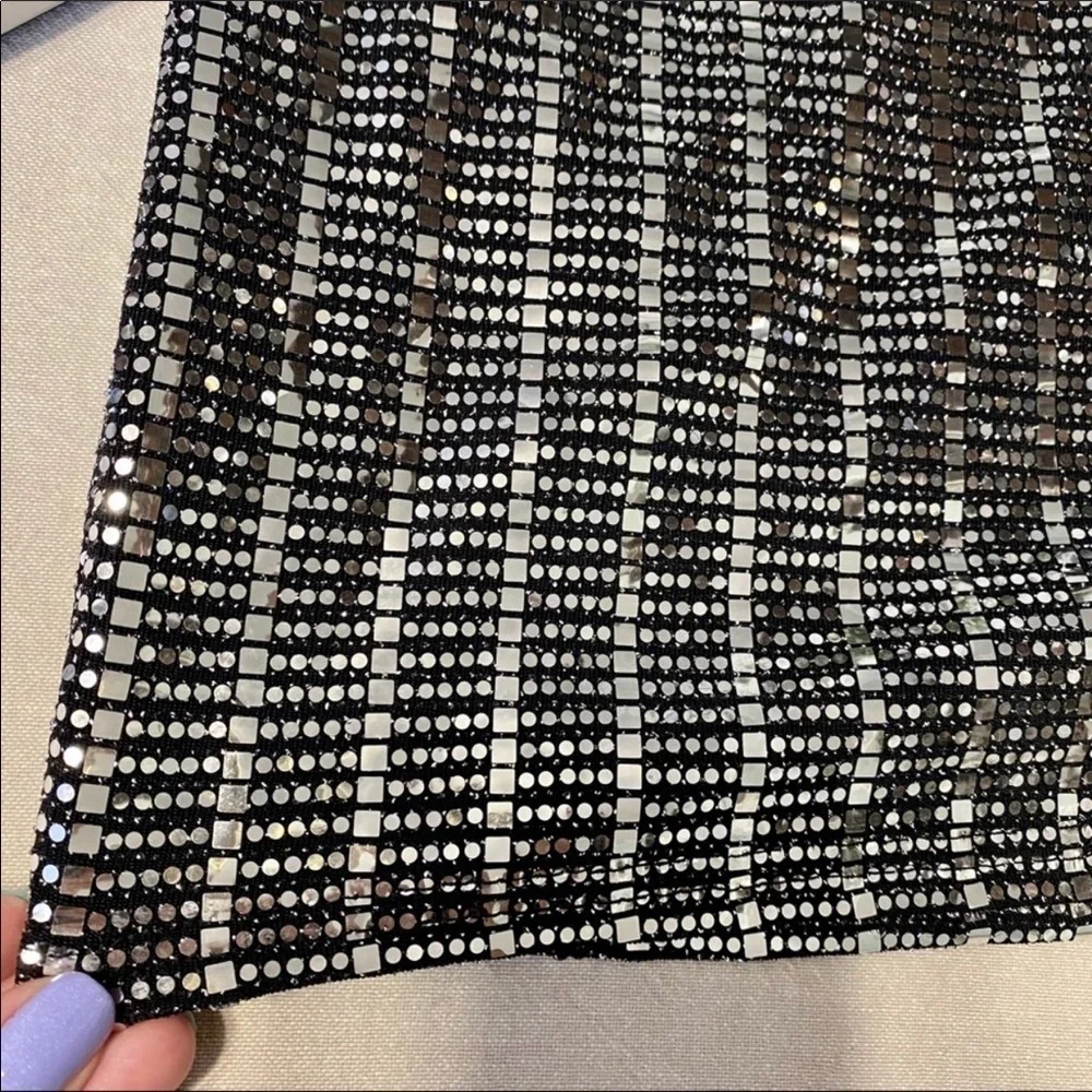 NWT Silver Sequin Mini Dress Sexy Bling Party Dress Medium - Picture 9 of 12